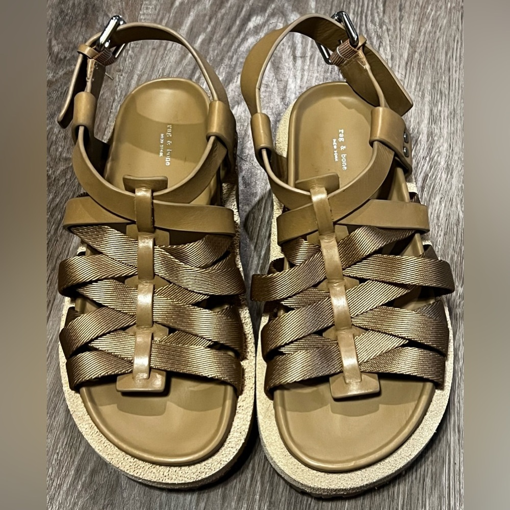 NWT Rag & Bone tan chunky platform strappy sandals. Size 6.5